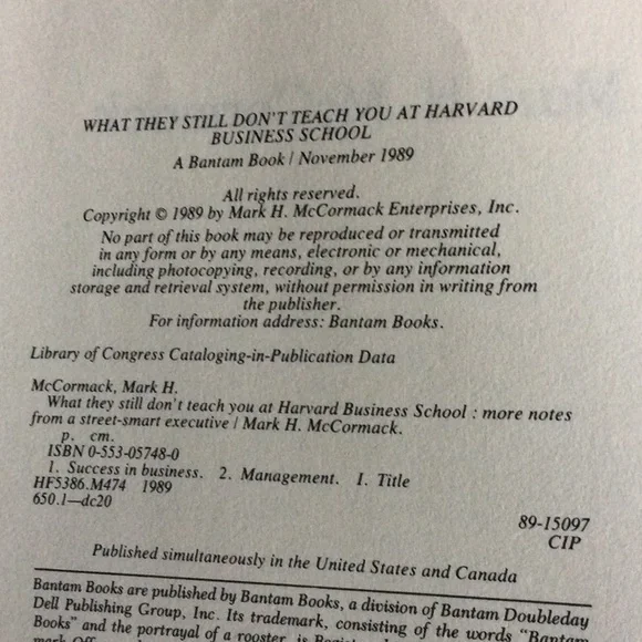 What They Still Don’t Teach You At Harvard Business School by Mark H. McCormack - Picture 4 of 4